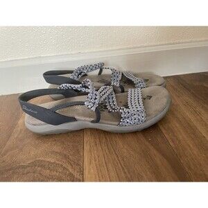 Skechers Reggae Sandals Women's Size 8 Blue Strappy Vacay Shoes Memory Foam